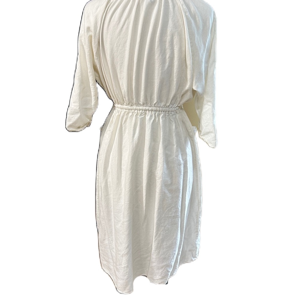 Zara TRF White Half Button Midi Dress Boho Peasant Cottagecore Ethereal  Sz Sm - Picture 3 of 4